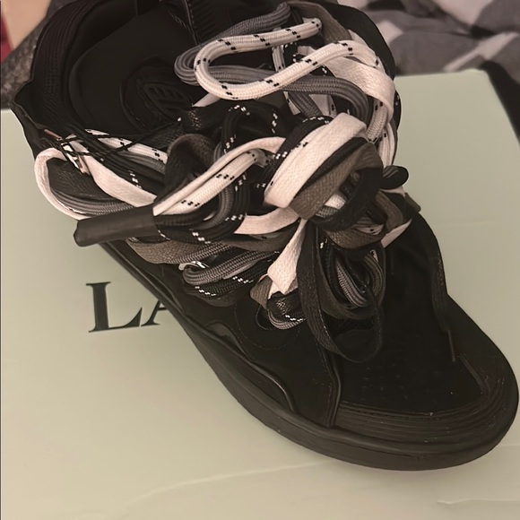 Lanvin Black and White Sneakers with Decorative Design